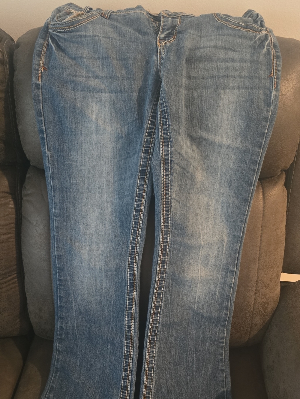 Red Camel Women's Blue Flare Jeans with Light Whiskering